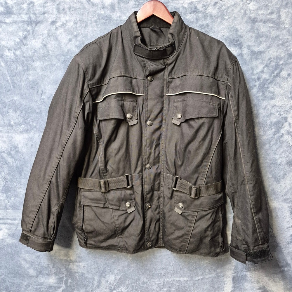 River Road Mens Black Textile Motorcycle Riding Jacket Removable Liner Large